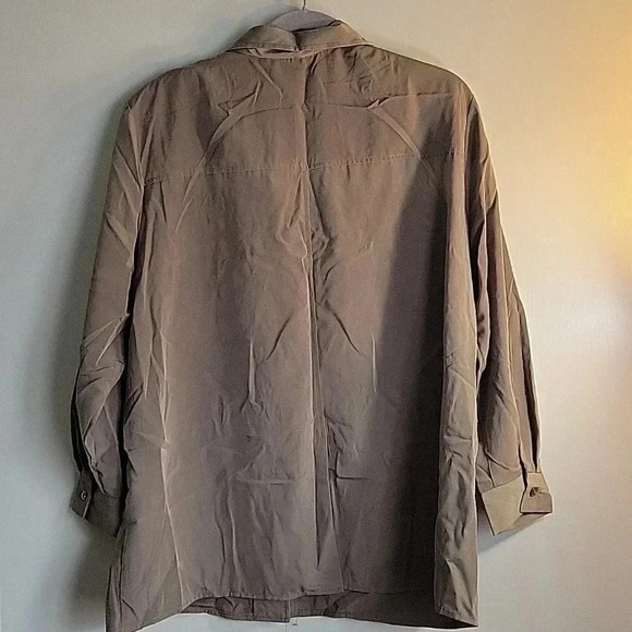 Maggie Sweet Safari Green Button up Blouse Size 1X Petite - Picture 5 of 6